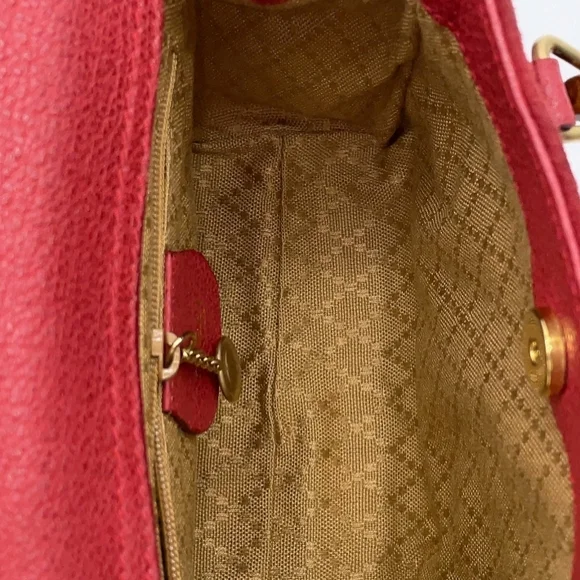 SALE! Gucci Red Suede Mini Satchel Handbag/Shoulder Bag W Bamboo Handles & Strap - Picture 11 of 16